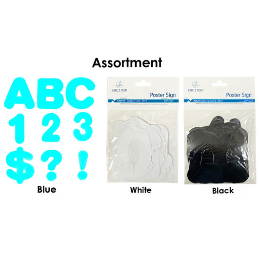5" Poster Letters & Numbers Blue/Black/White