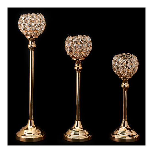 Candle Holder Stand Set Gold 3ct