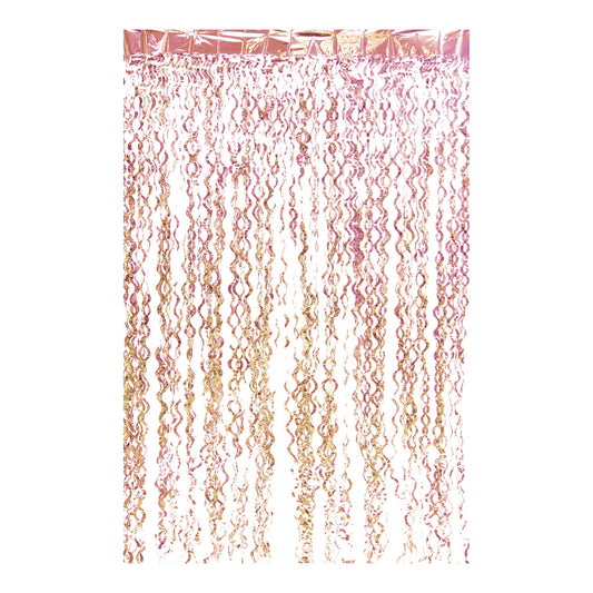 Curly Foil Curtain Met.Pink