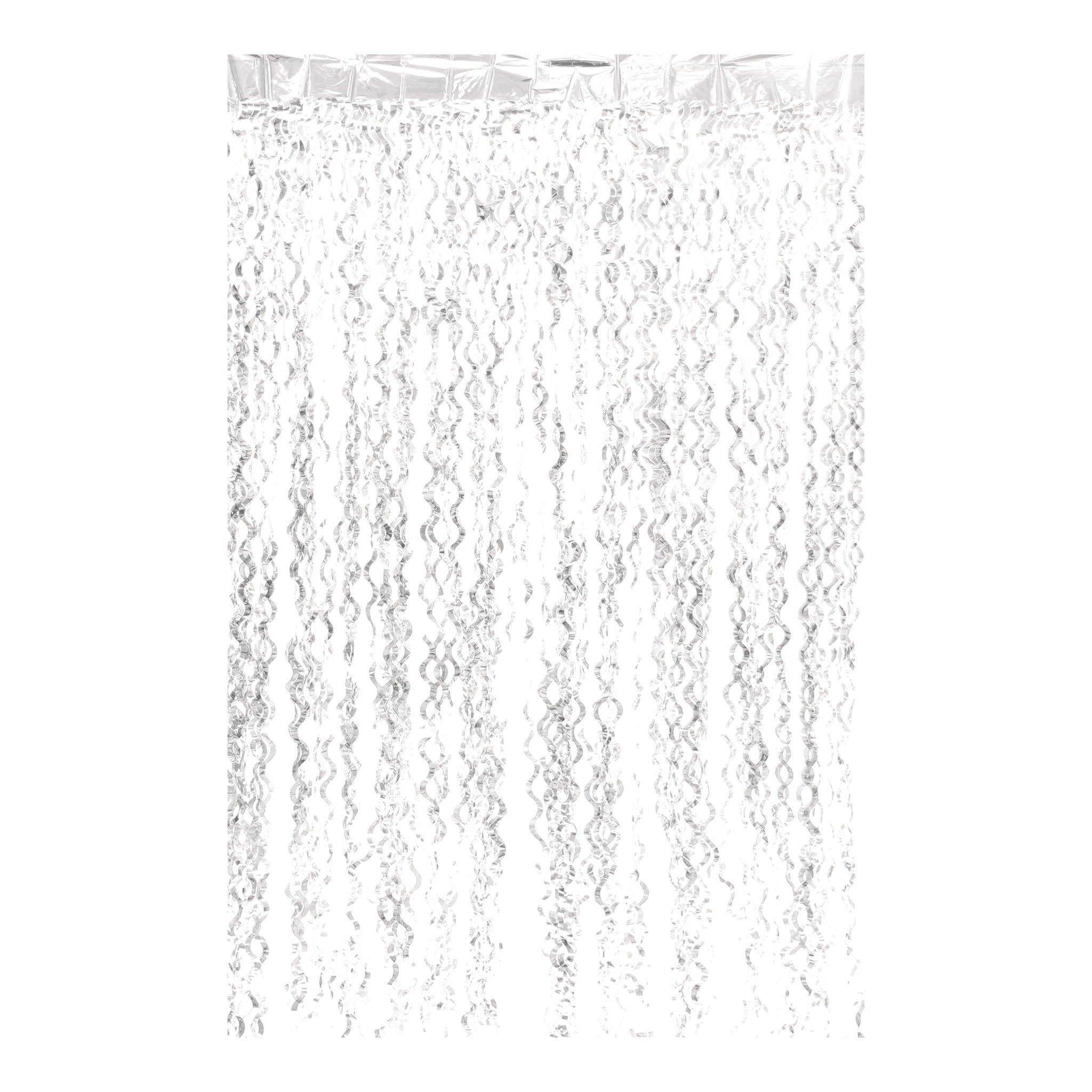 Curly Foil Curtain Met.White