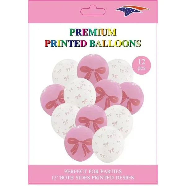 12" Coquette Bow Printed Balloons 12ct