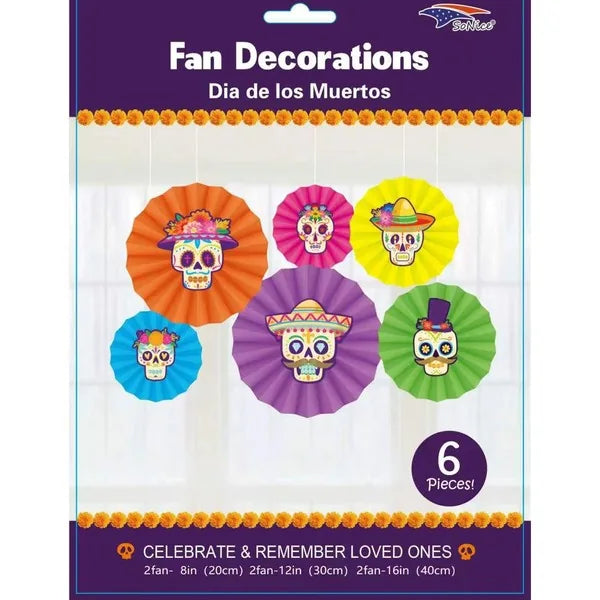 Day of the Dead Fan Decoration 6pc