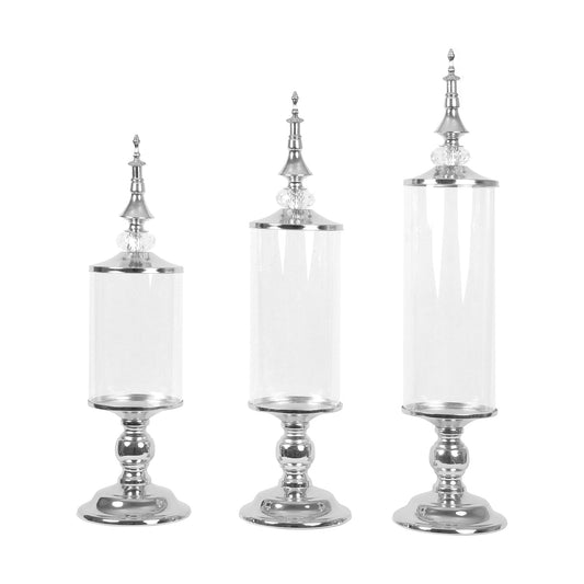 Glass Candy Jar/Lid M Silver