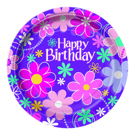 Happy Birthday Blossom 9" Plate 8ct