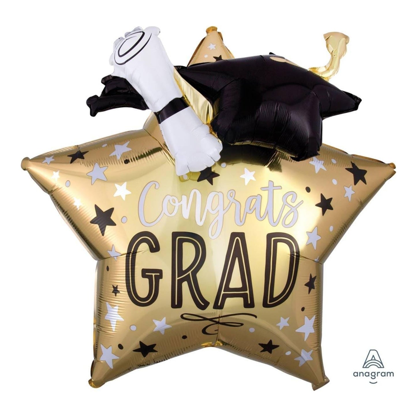 Multiple Balloon Grad Star, Cap, Diploma