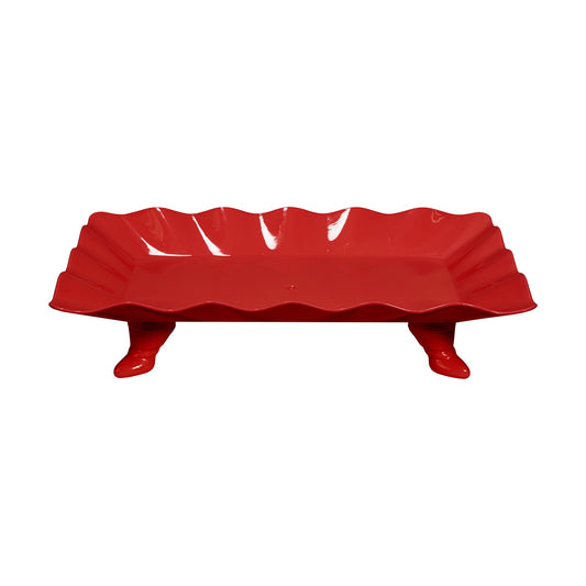 Plastic Scalloped Treat Stand-Red