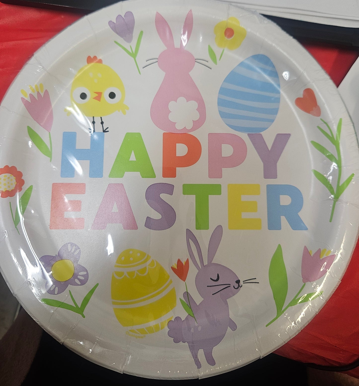 Plato de 9" de guinga colorida de Pascua, paquete de 8 unidades