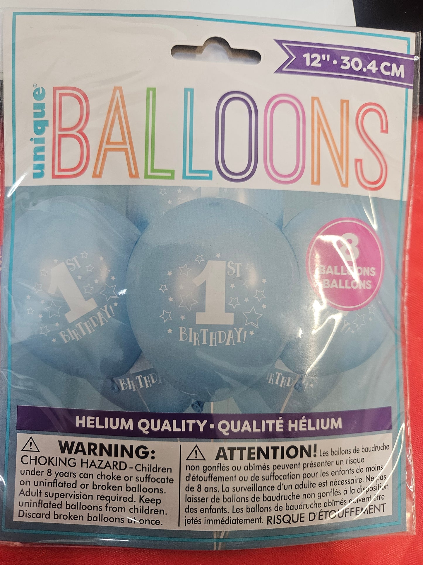 Stars Blue 1st Birthday 12" Balloons 8ct