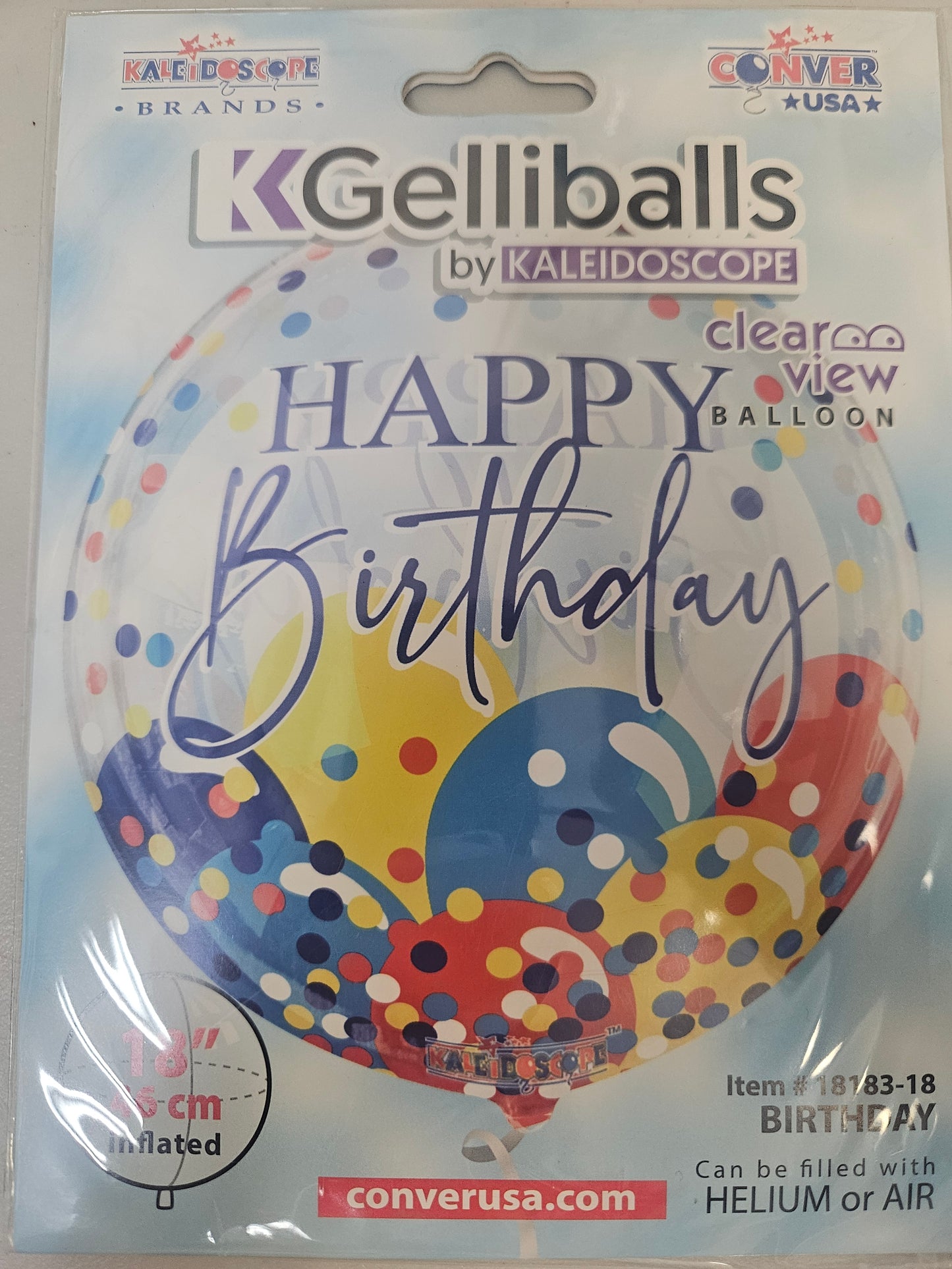 Globo Transparente de Confeti de Feliz Cumpleaños de 18" (Paquete Individual)