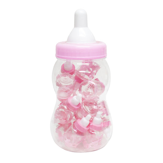 Small Plastic Baby Bottles Pink 16pc