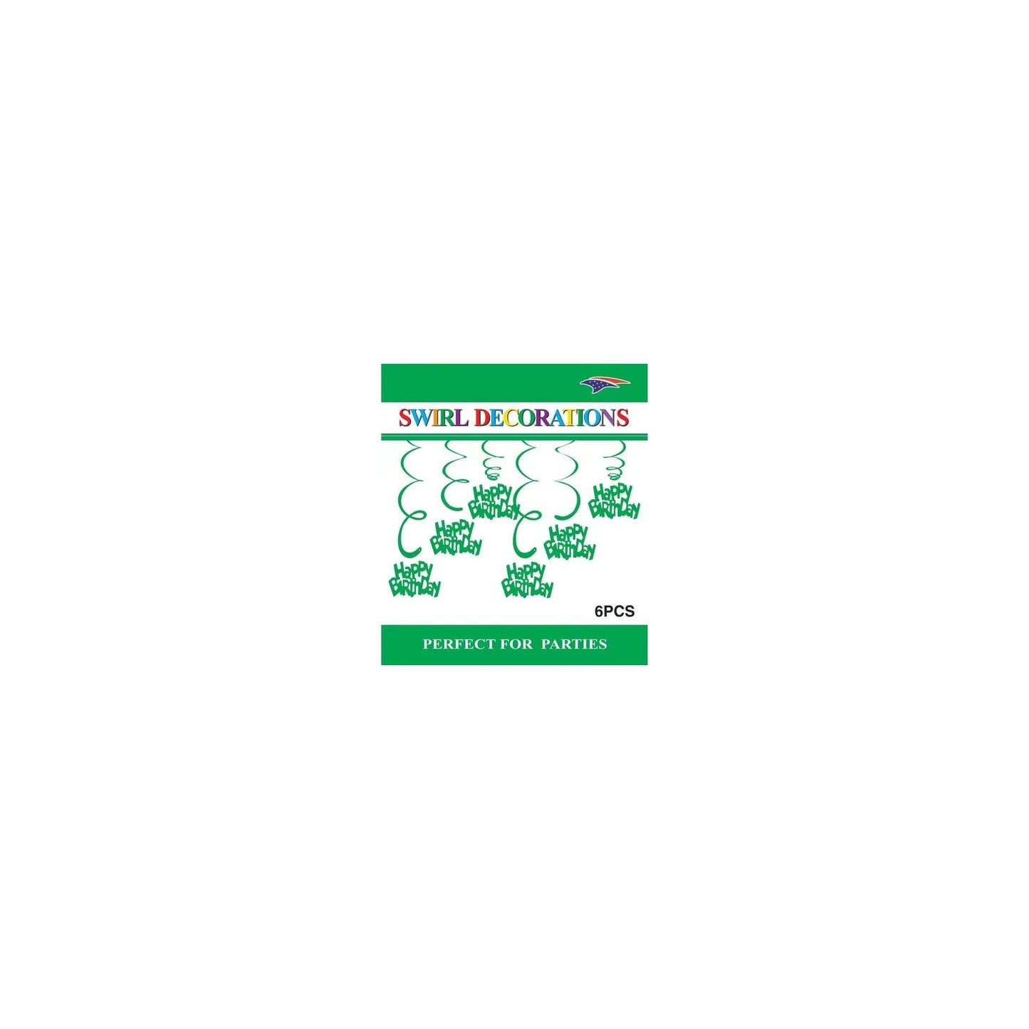 Swirl Decoration Hbd Emerald 6pc