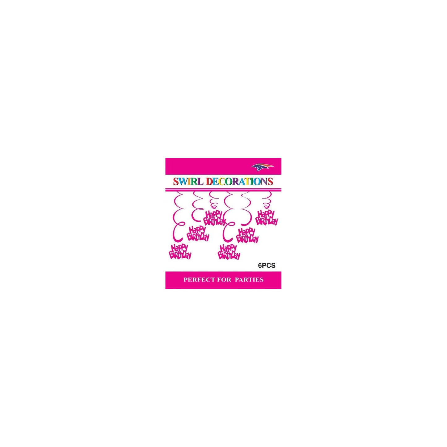 Swirl Decoration Hbd Fuchsia 6pc