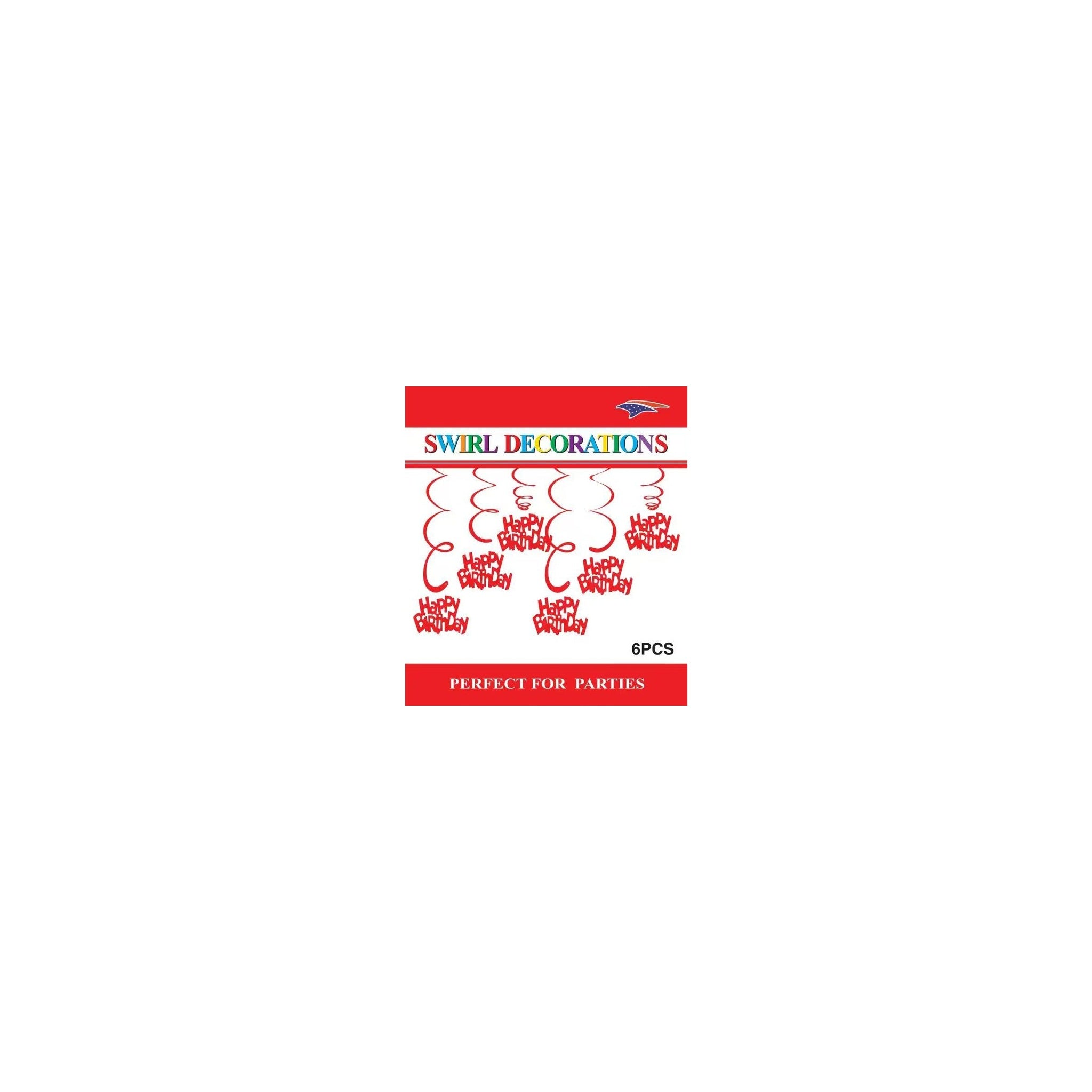 Swirl Decoration Hbd Red 6pc