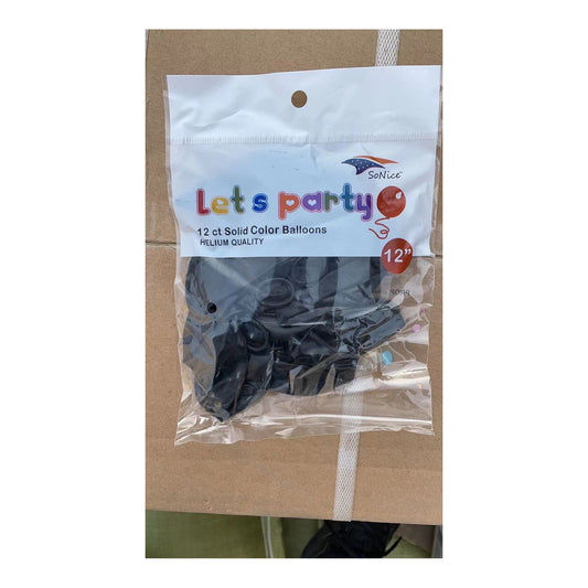 12"Balloons Black 12 ct
