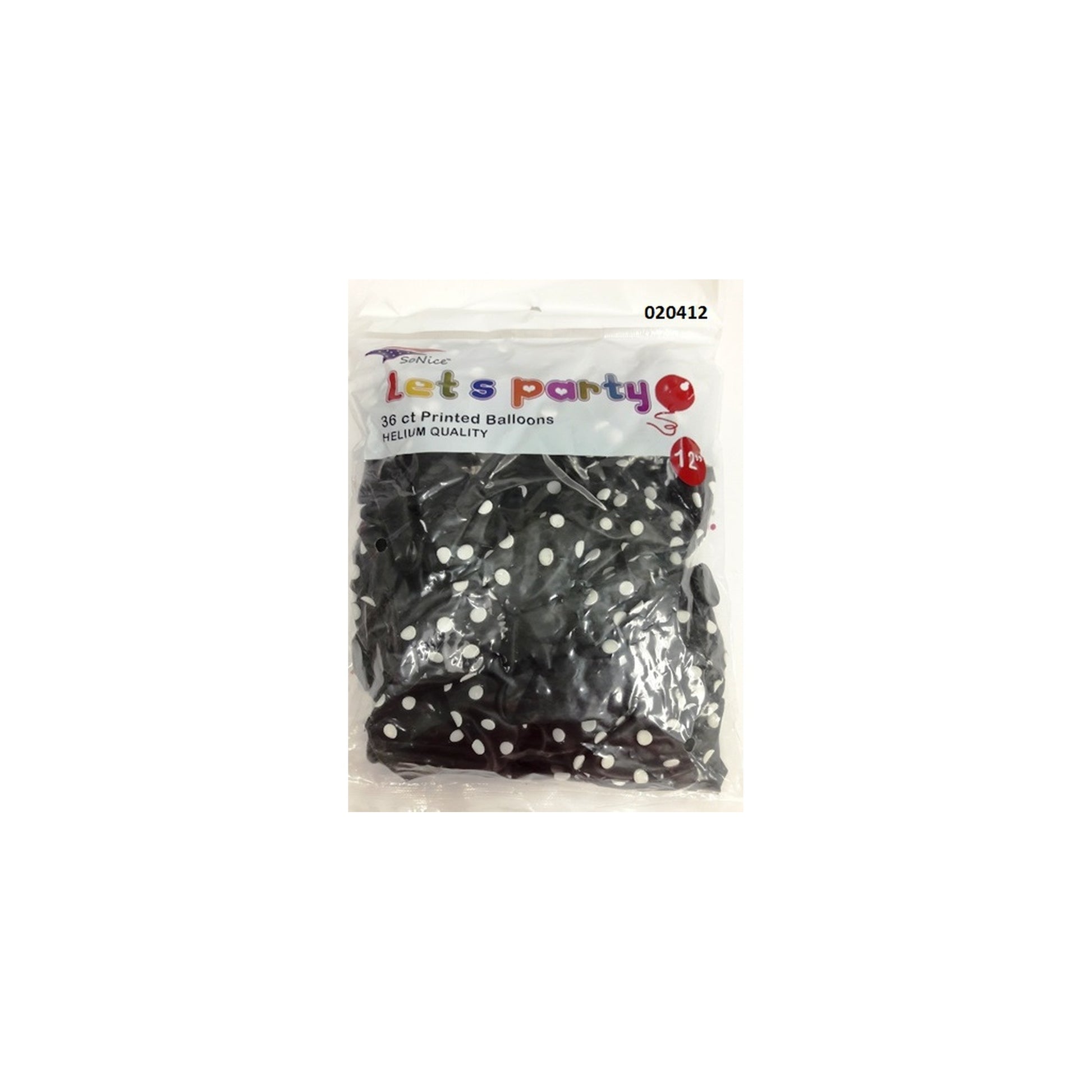 (c) 12" Balloon Dotted Black 36ct