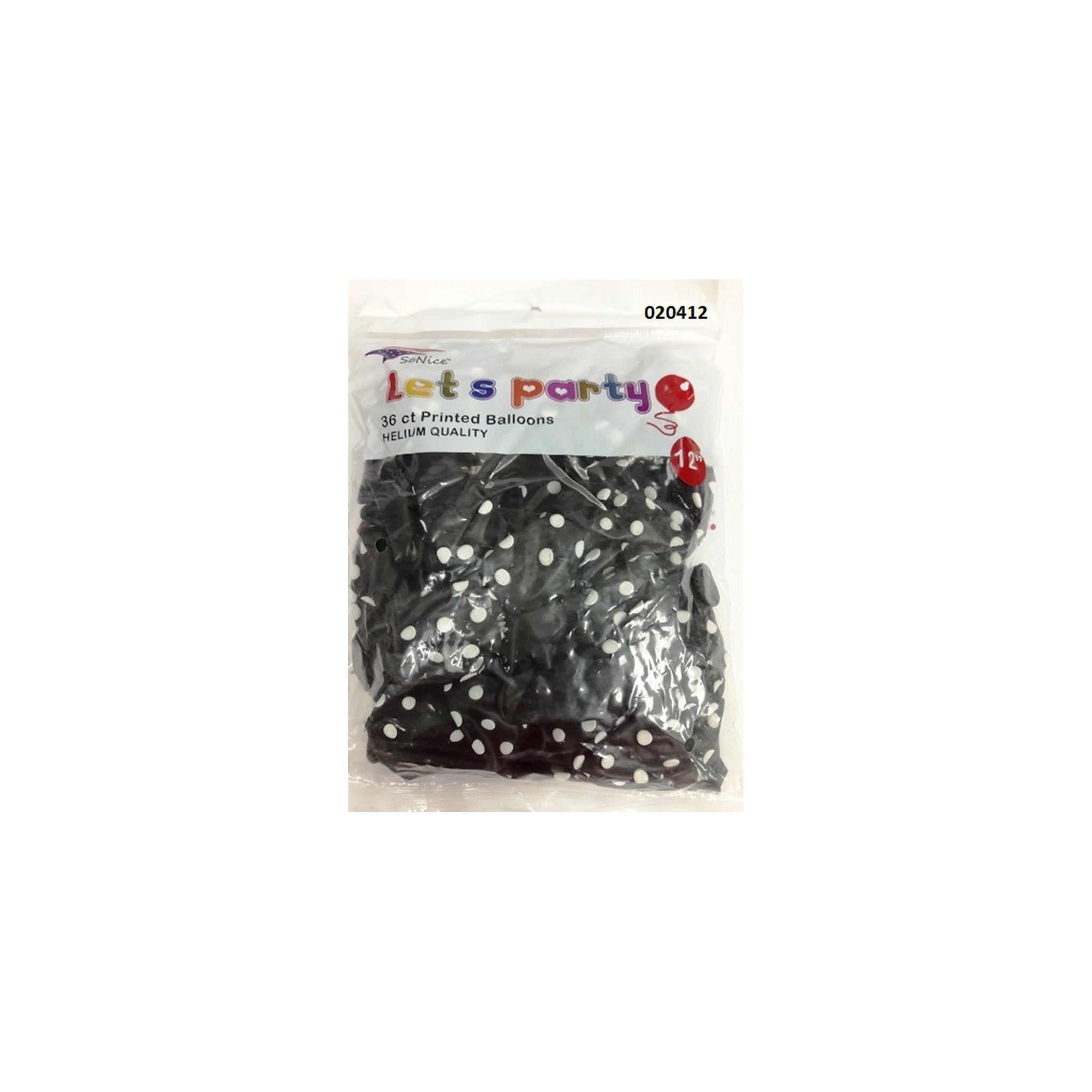 (c) 12" Balloon Dotted Black 36ct