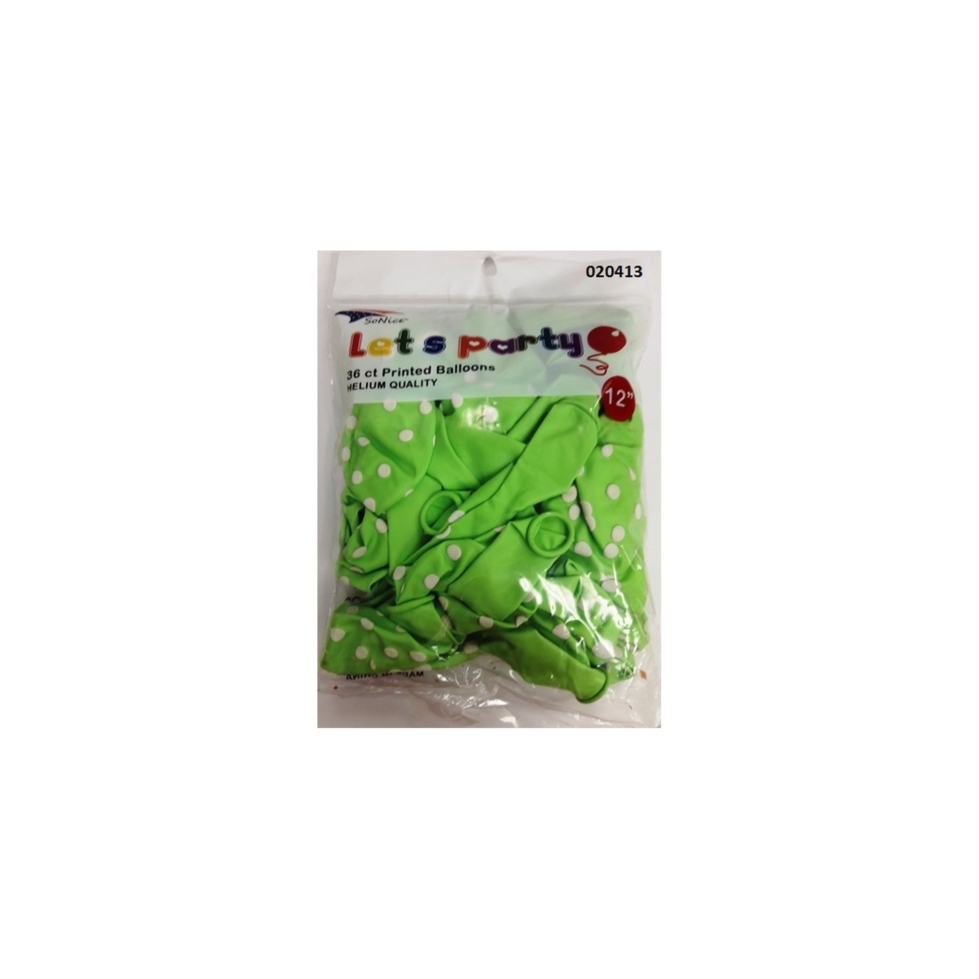 (c) 12" Balloon Dotted Light Green 36ct