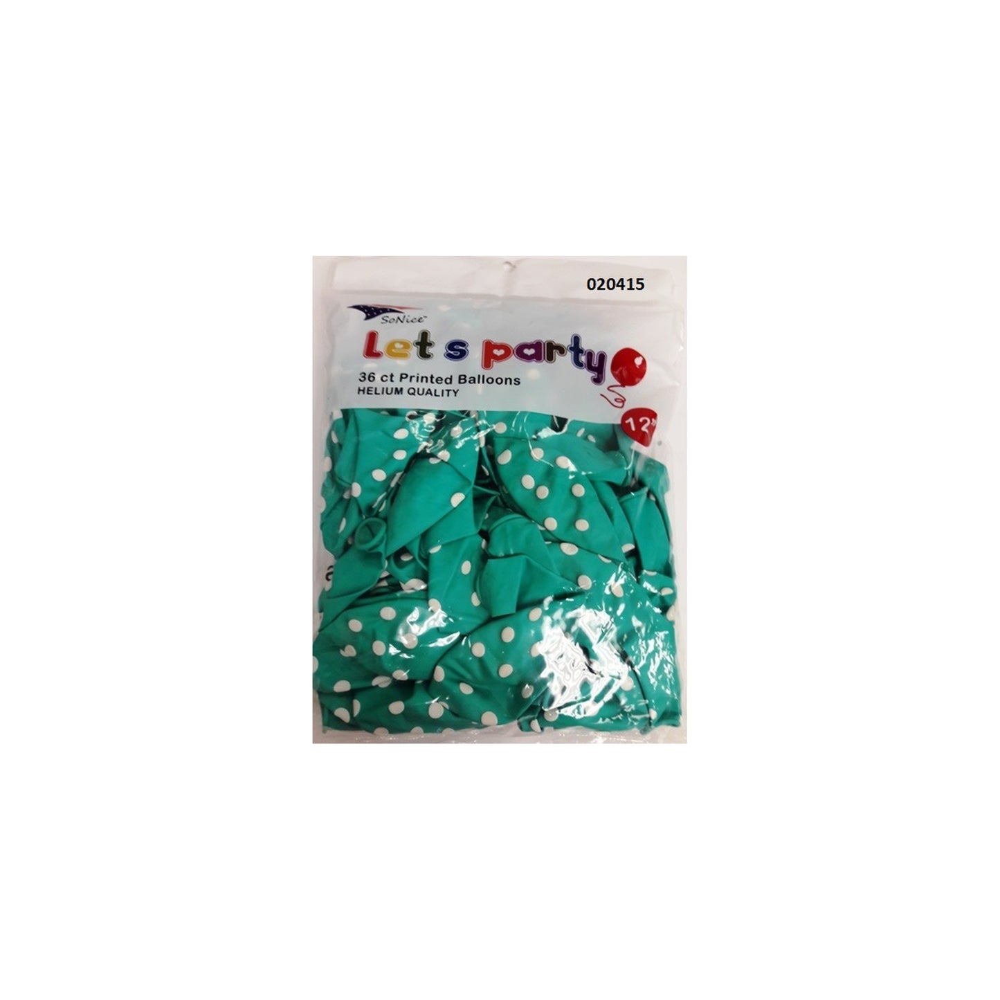 (c) 12" Balloon Dotted Turquoise 36ct