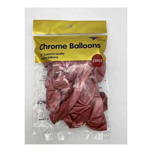 12"Chrome Balloon 25 ct Red
