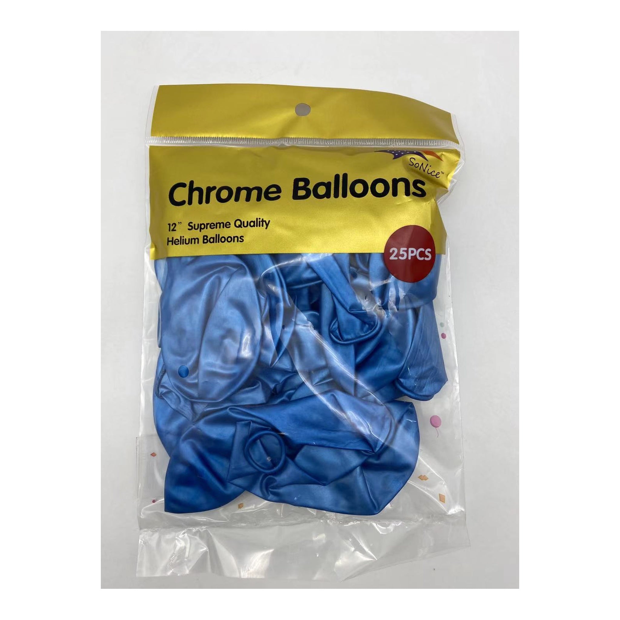 12"Chrome Balloon 25 ct Blue