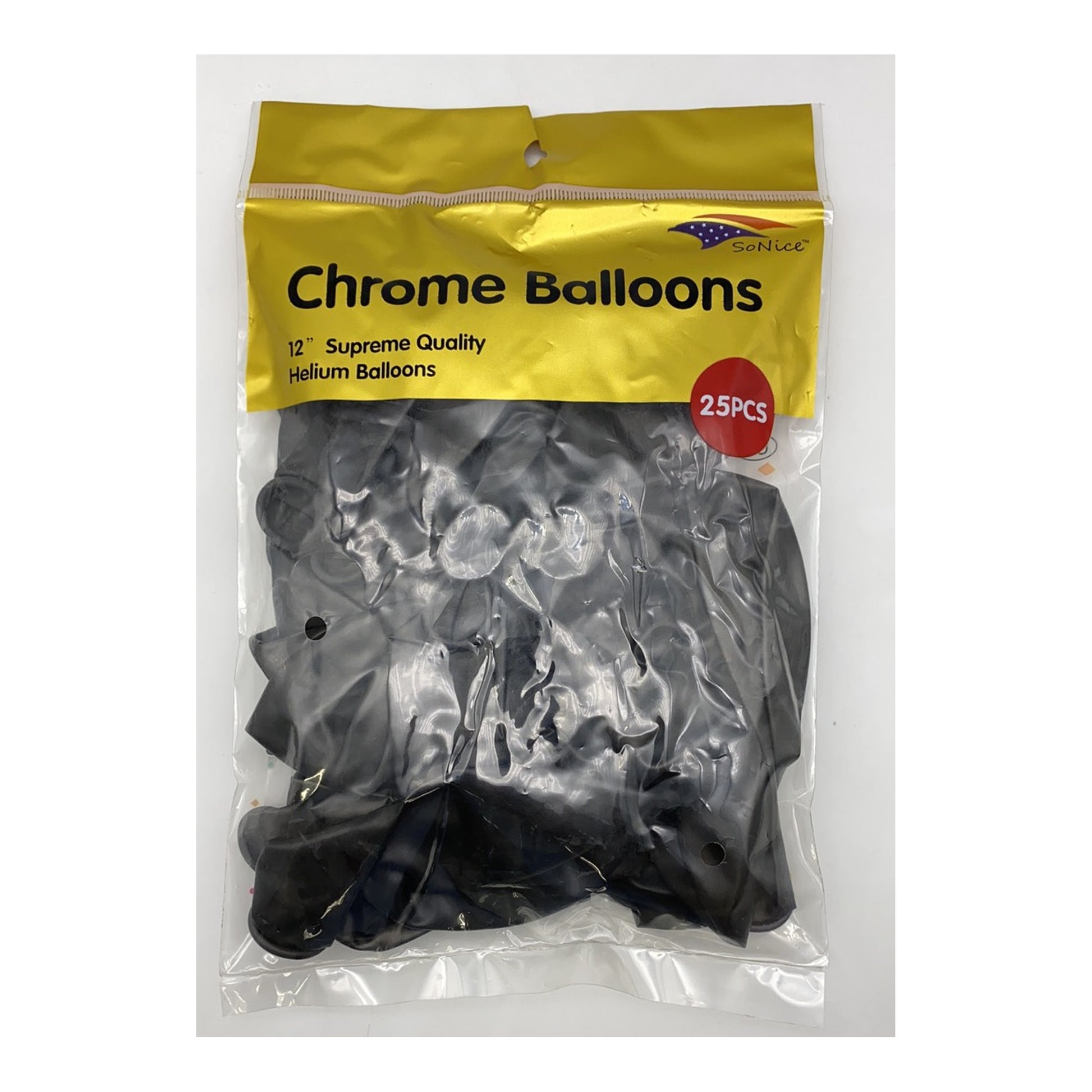 12" Chrome Balloon Black