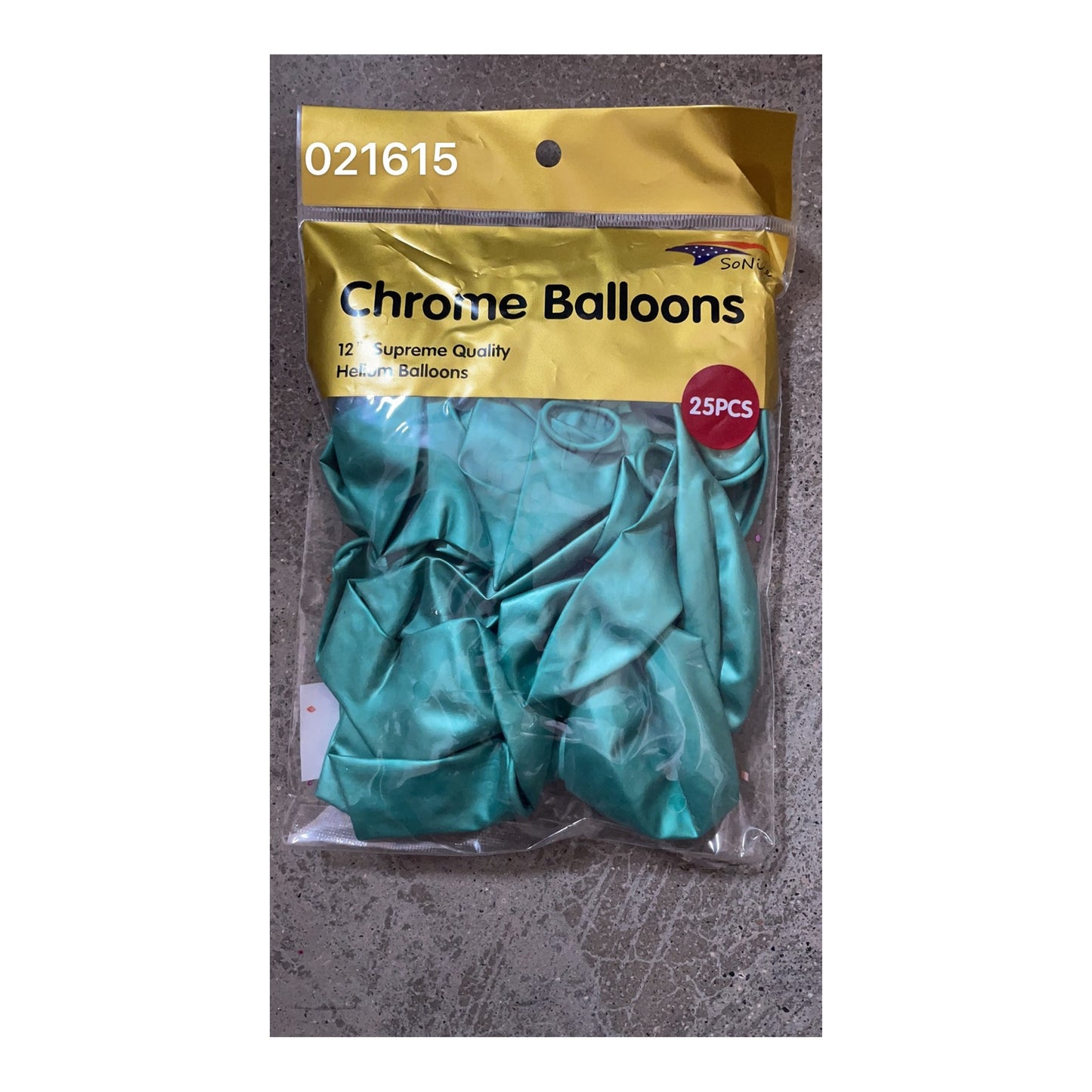 12"Chrome Balloon 25 ct Turquoise