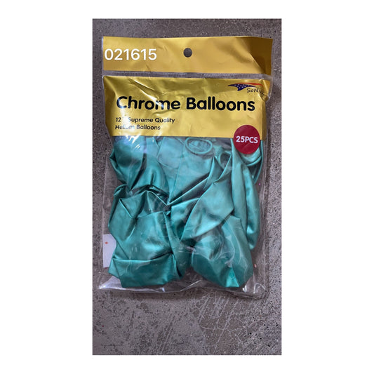 12"Chrome Balloon 25 ct Turquoise