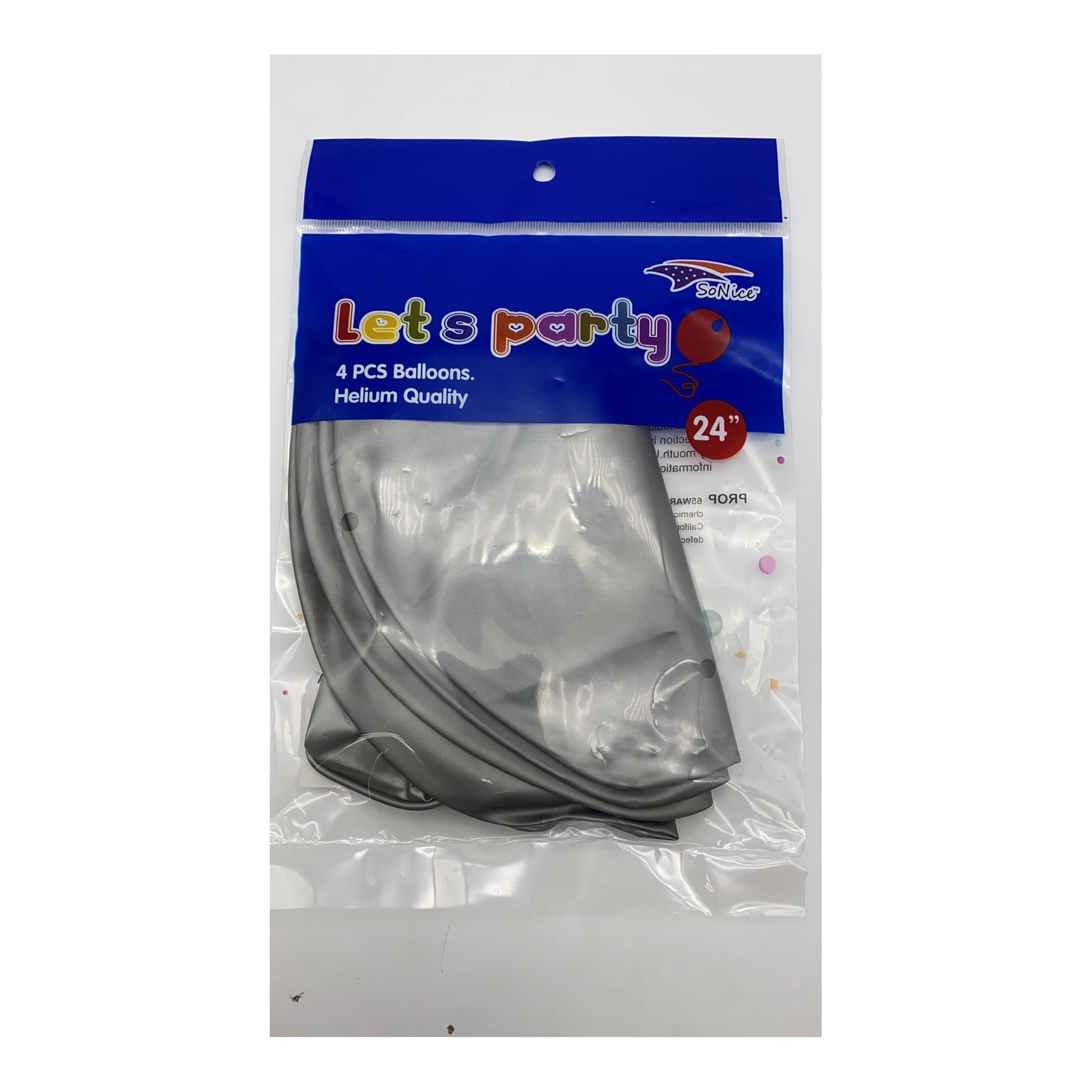 4Pc 24" Balloon Silver