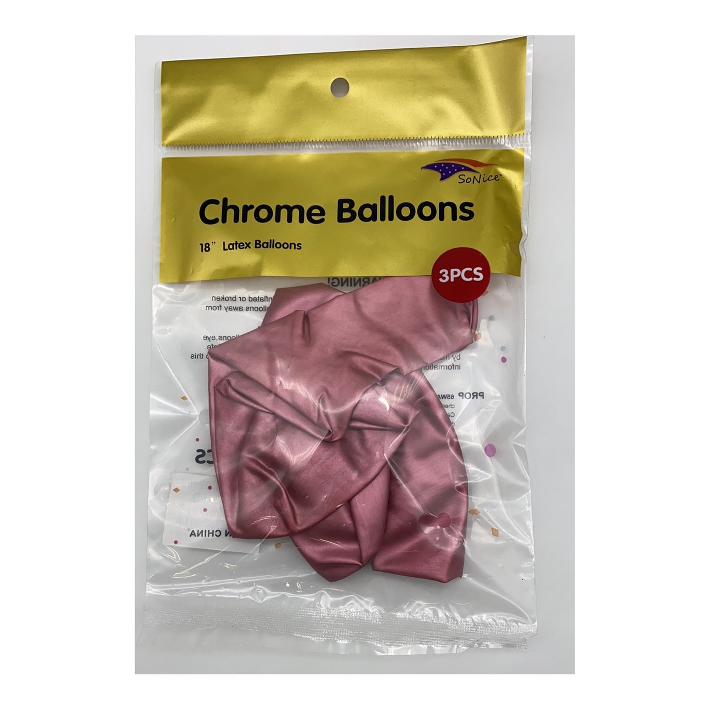 18" Chrome Balloon Red 3Pack