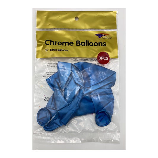 18" Chrome Balloon Blue 3Pack