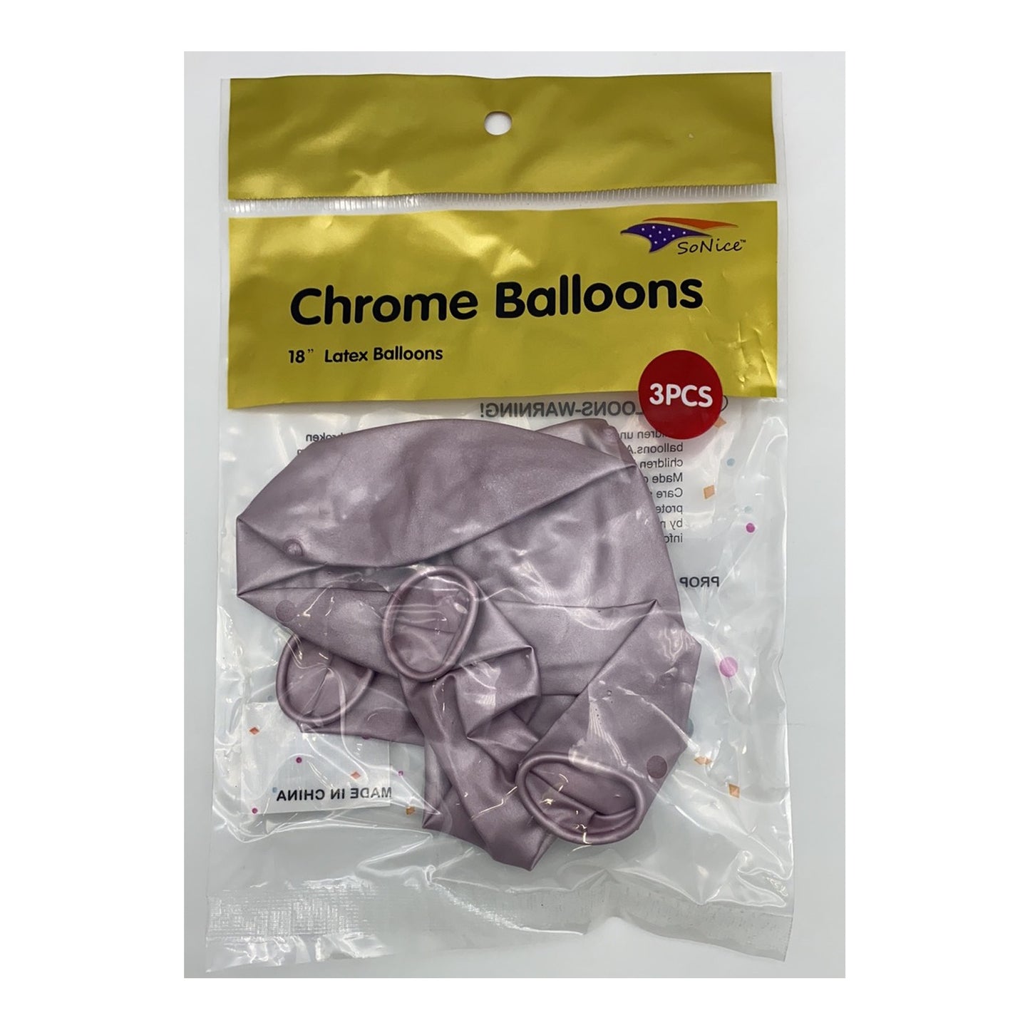 18" Chrome Balloon Lavender 3Pack