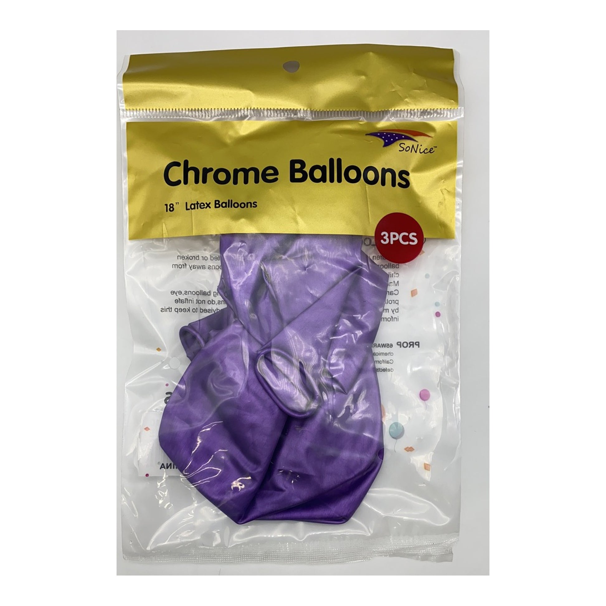 18" Chrome Balloon Purple 3Pack