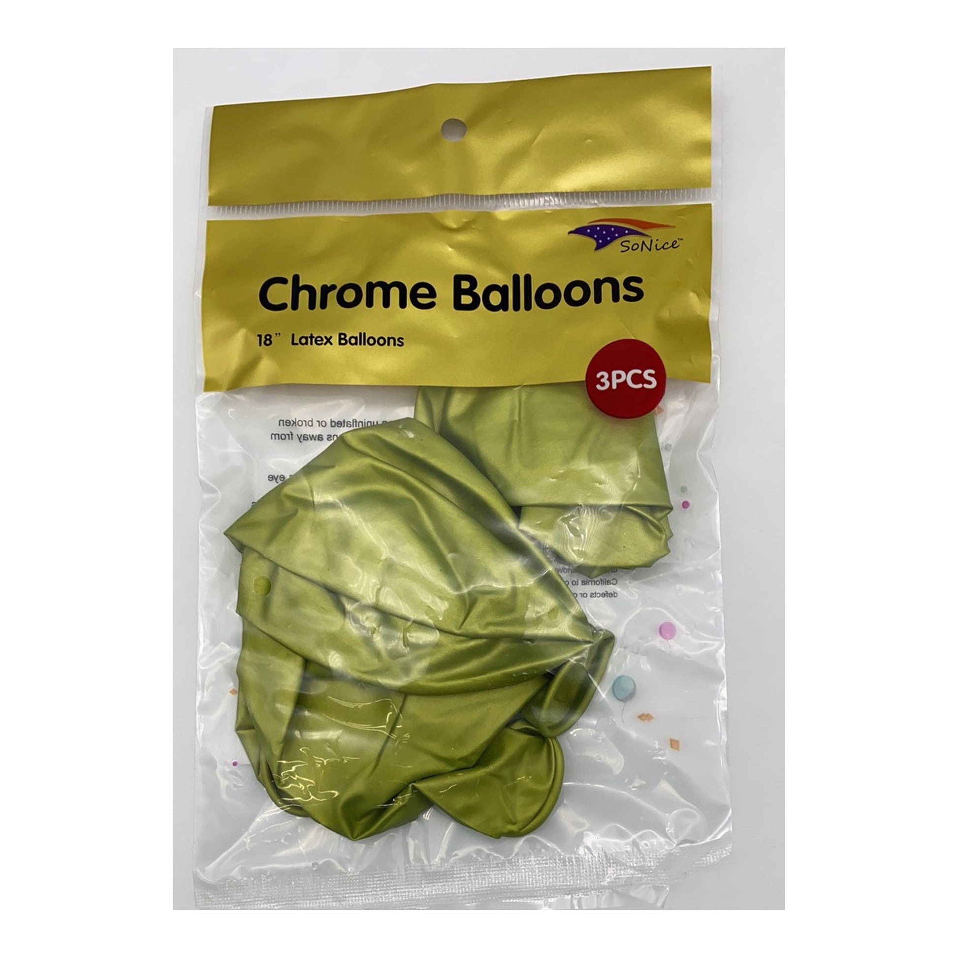 18" Chrome Balloon Green 3Pack