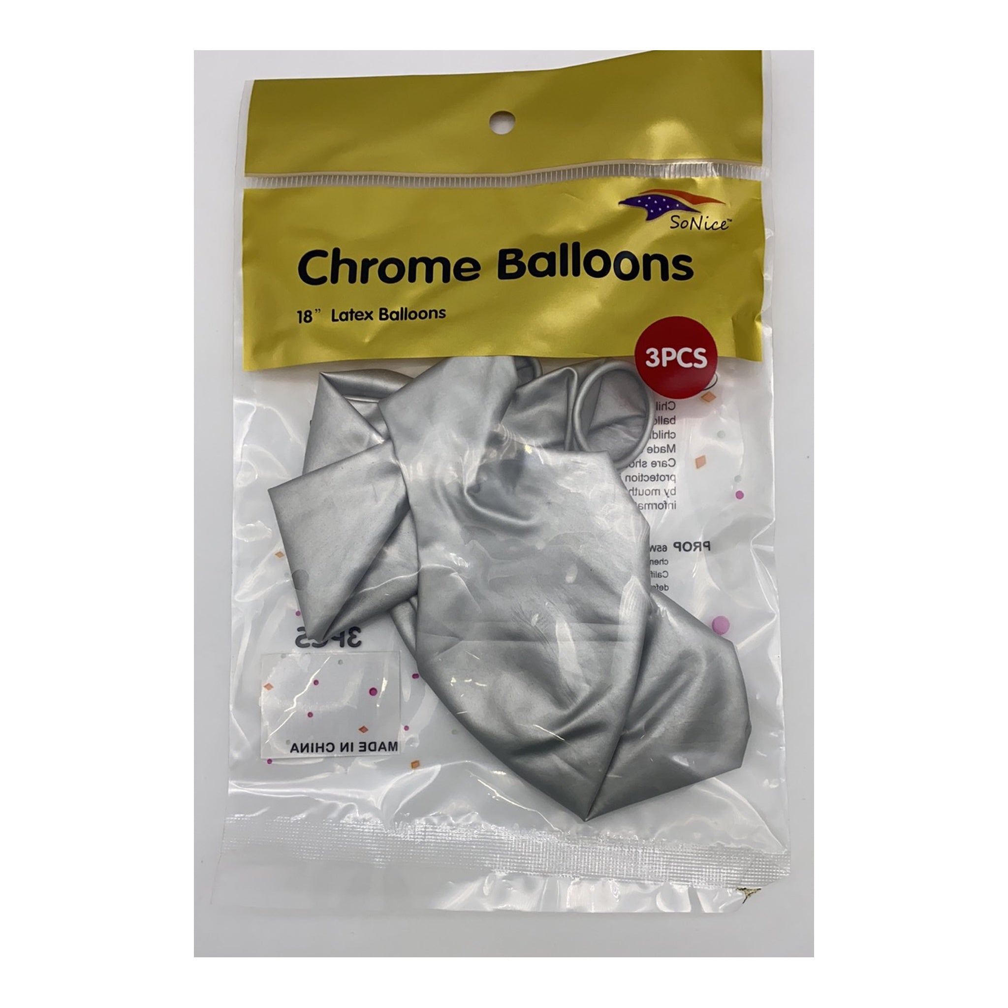 18" Chrome Balloon Silver 3Pack