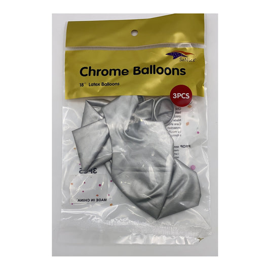 18" Chrome Balloon Silver 3Pack