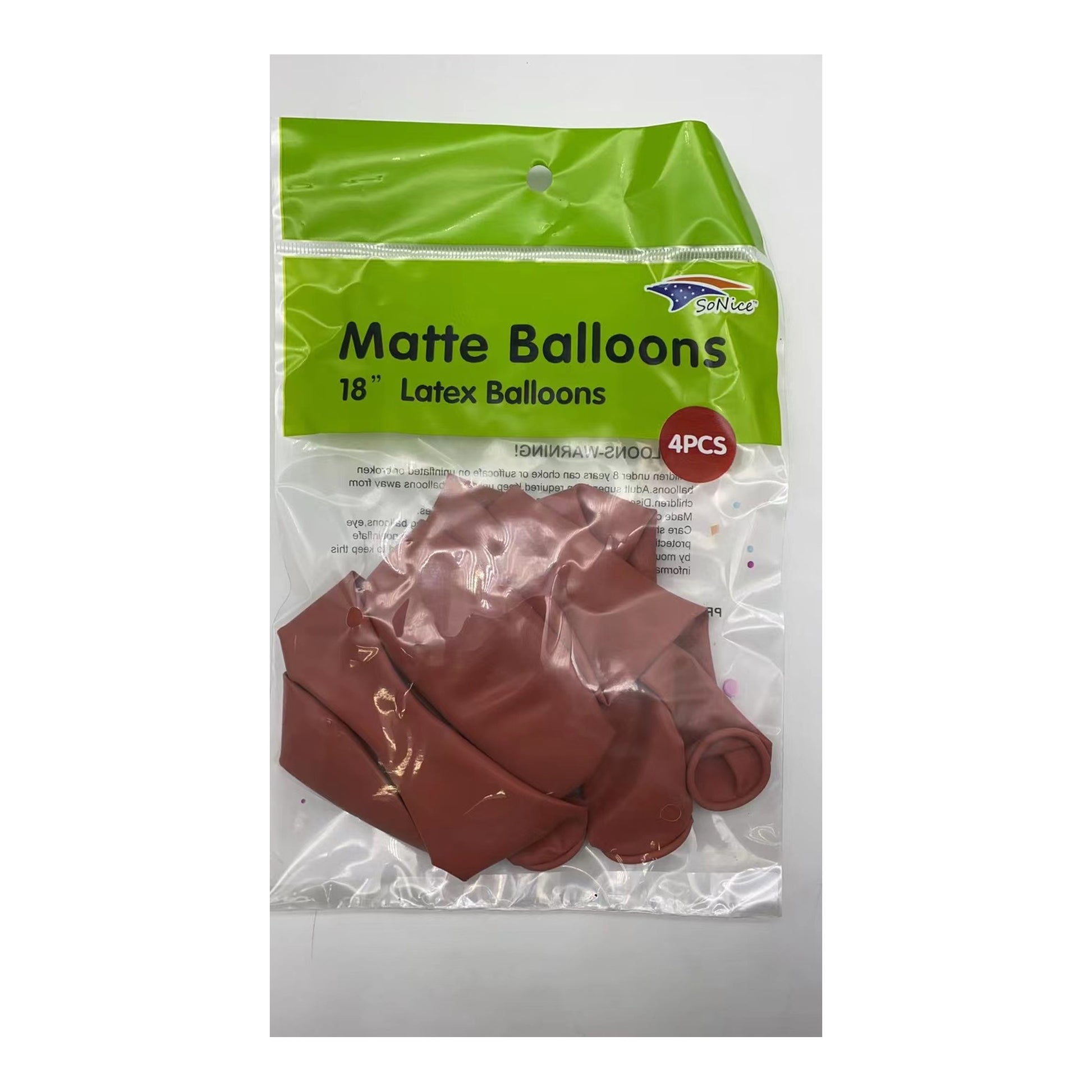 18" Matte Balloon Pink 4 ct 120Bg/Cs