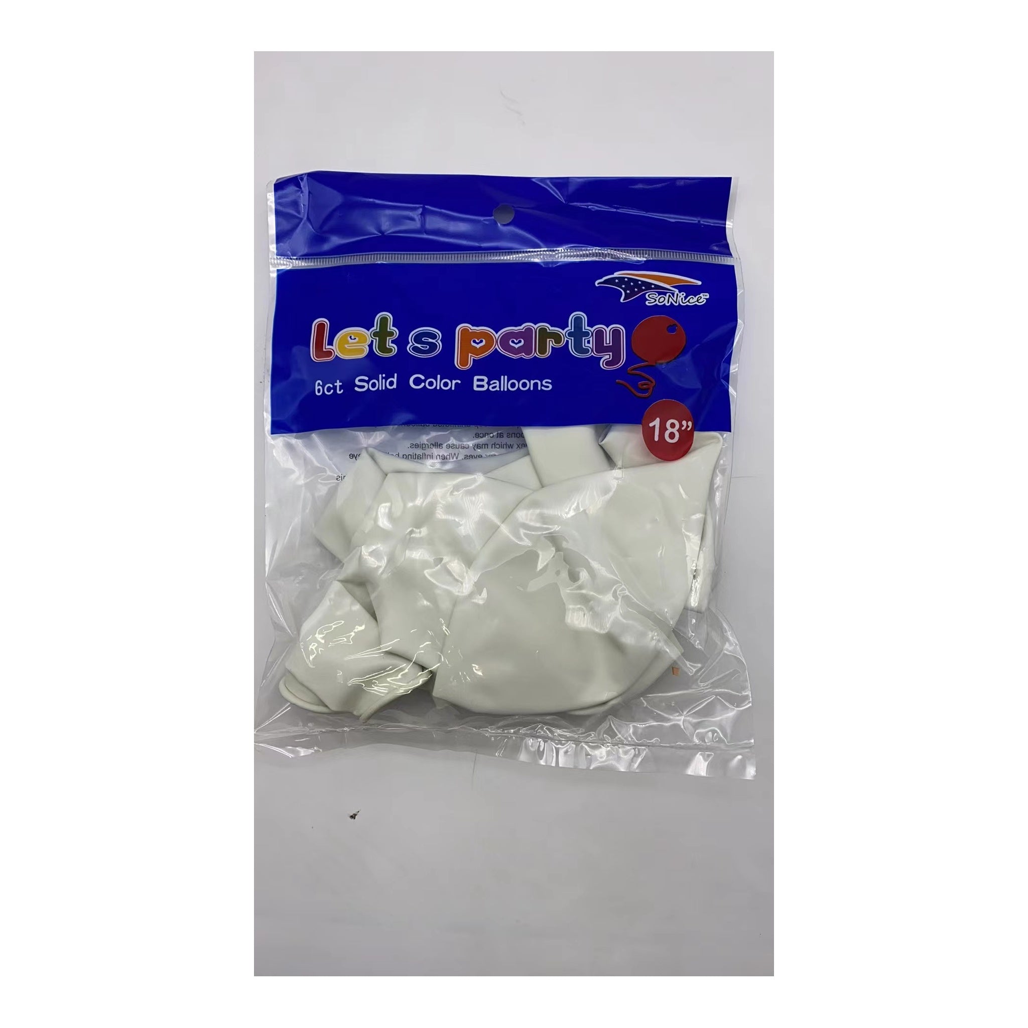 18"Balloon 6 ct White