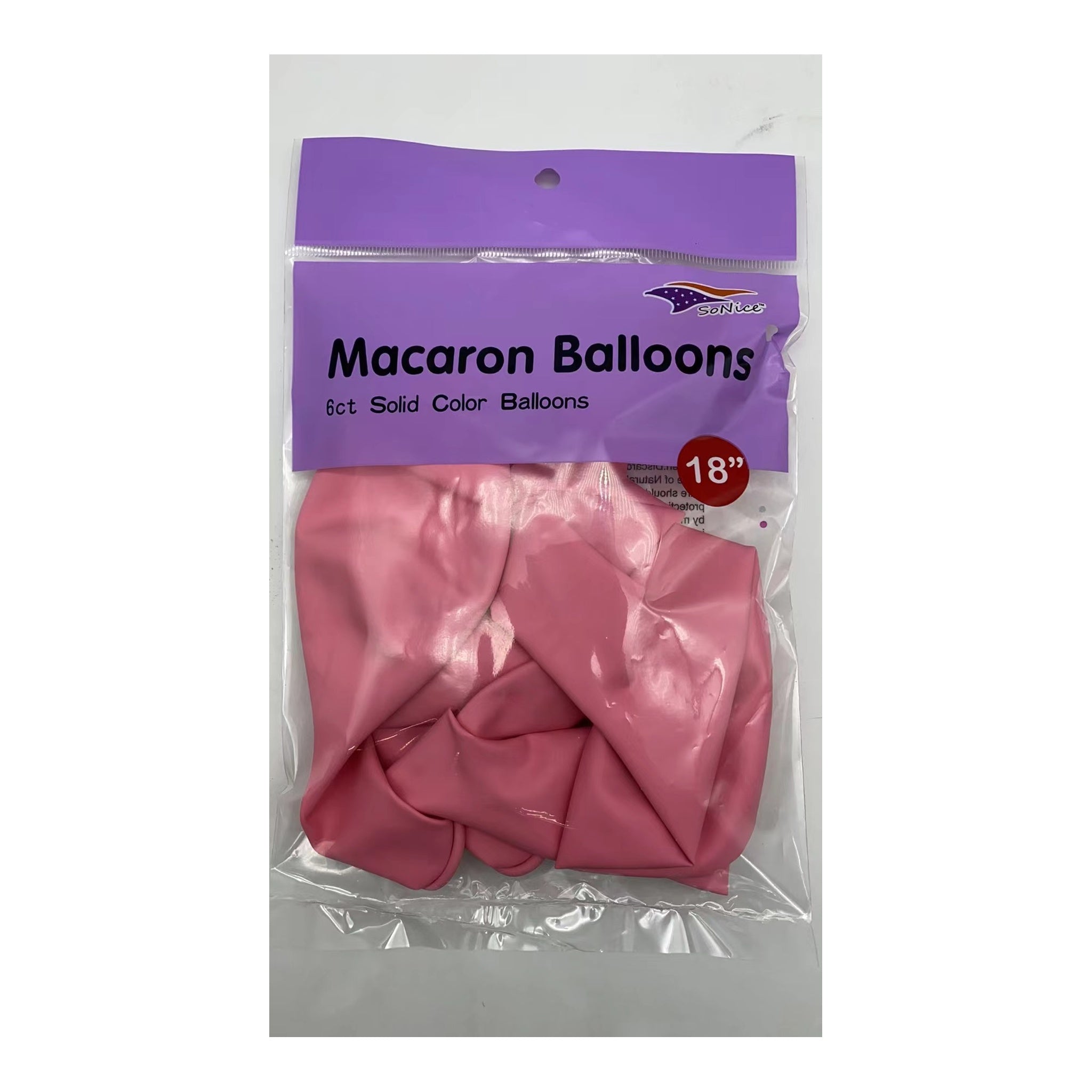 18"Macaron Balloon Pink 6 ct