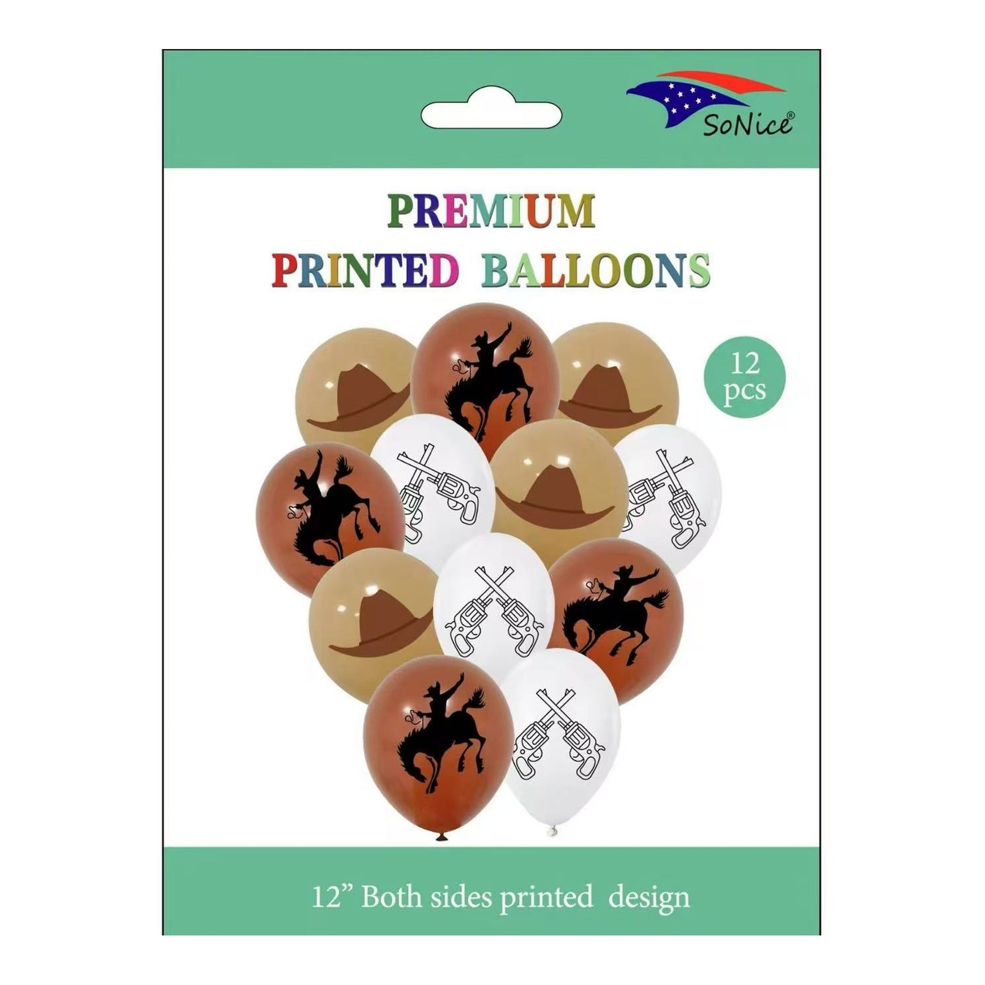 Printed Balloon 12Pcs Cowboy 120Pk/Cs