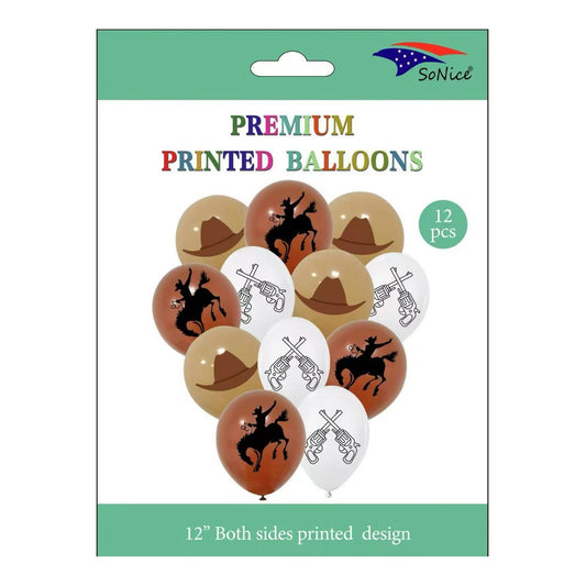 Printed Balloon 12Pcs Cowboy 120Pk/Cs