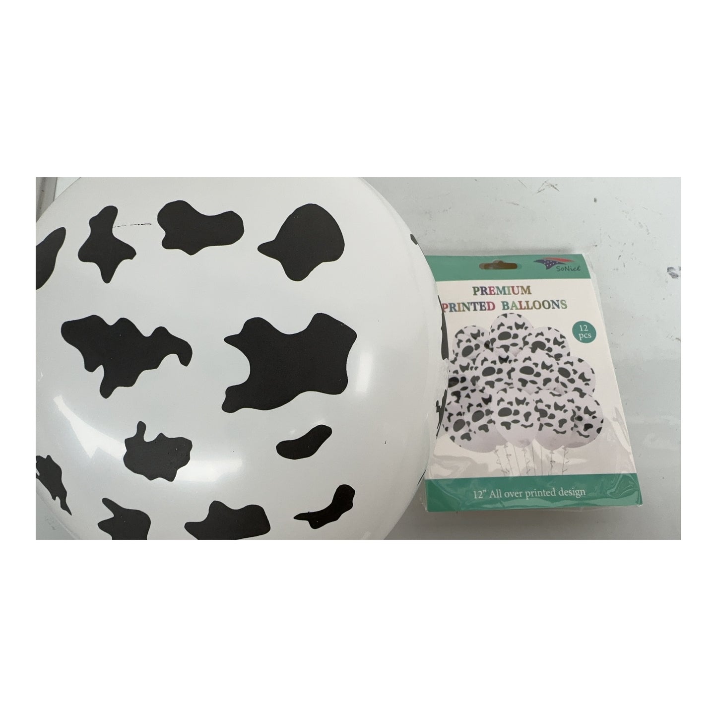 12"Prnted Balloon 12 ct Cow
