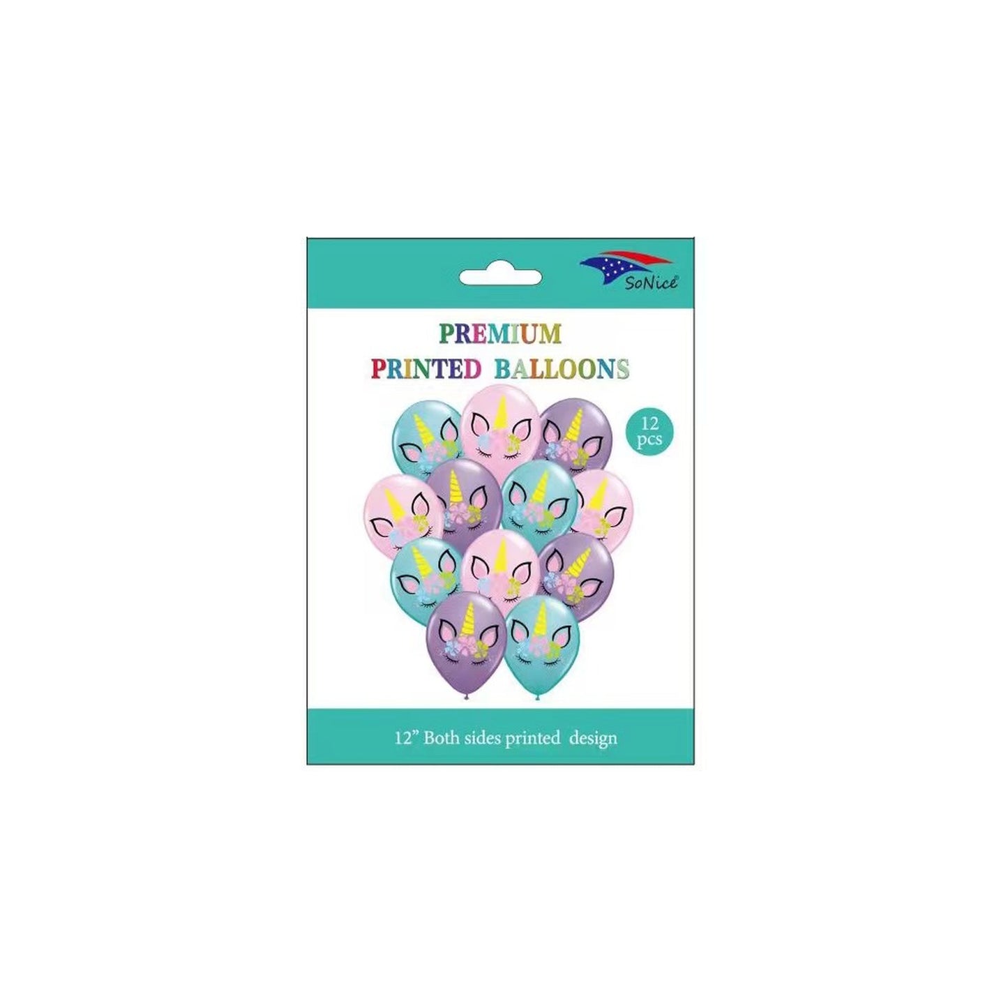 12"Prntd Balloon Unicorn 12 ct
