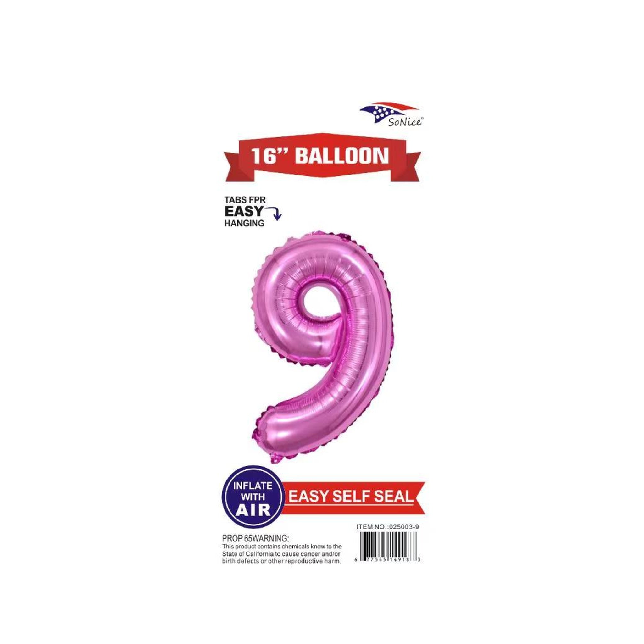 16" Foil Balloon Pink #9.