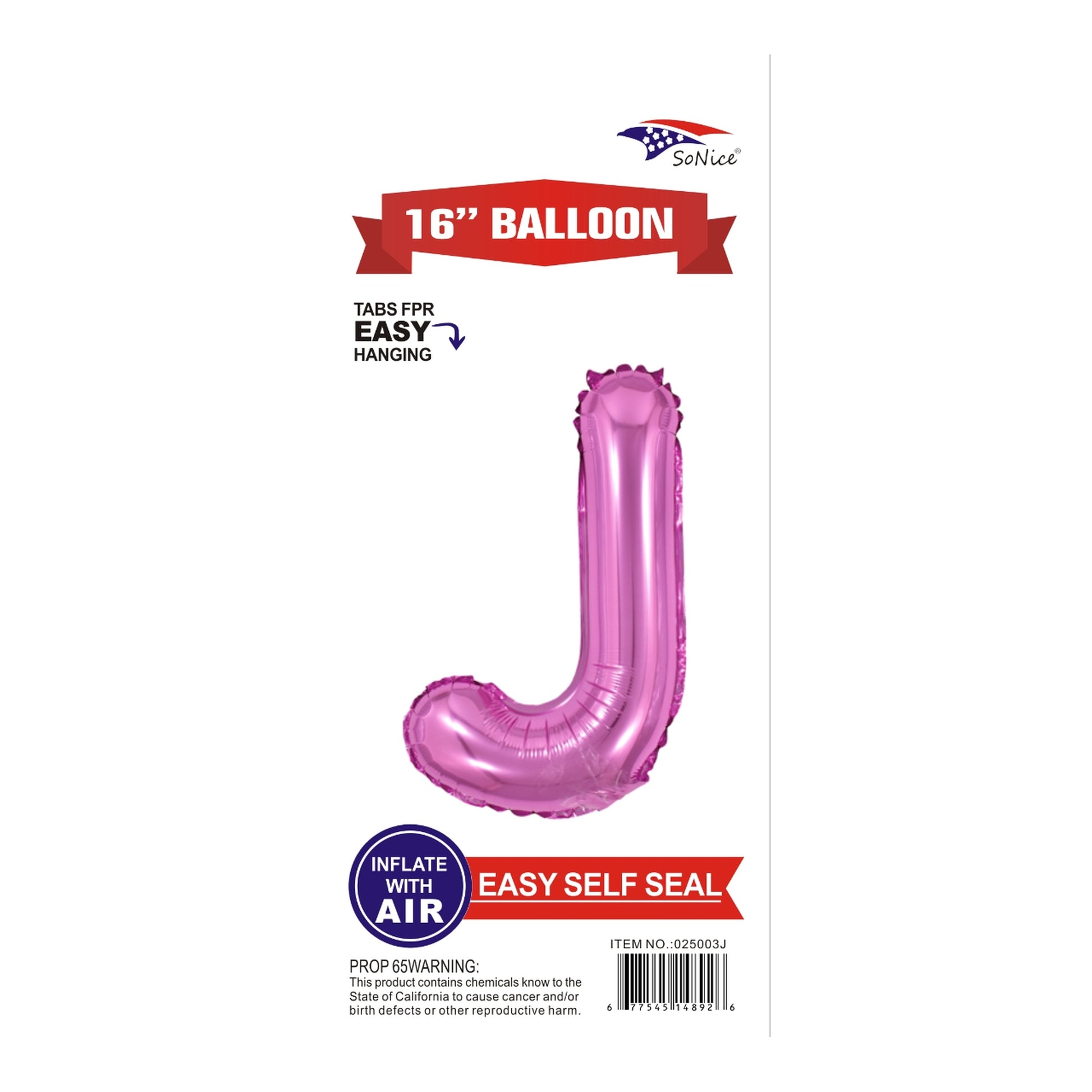 16" Foil Balloon Pink J.