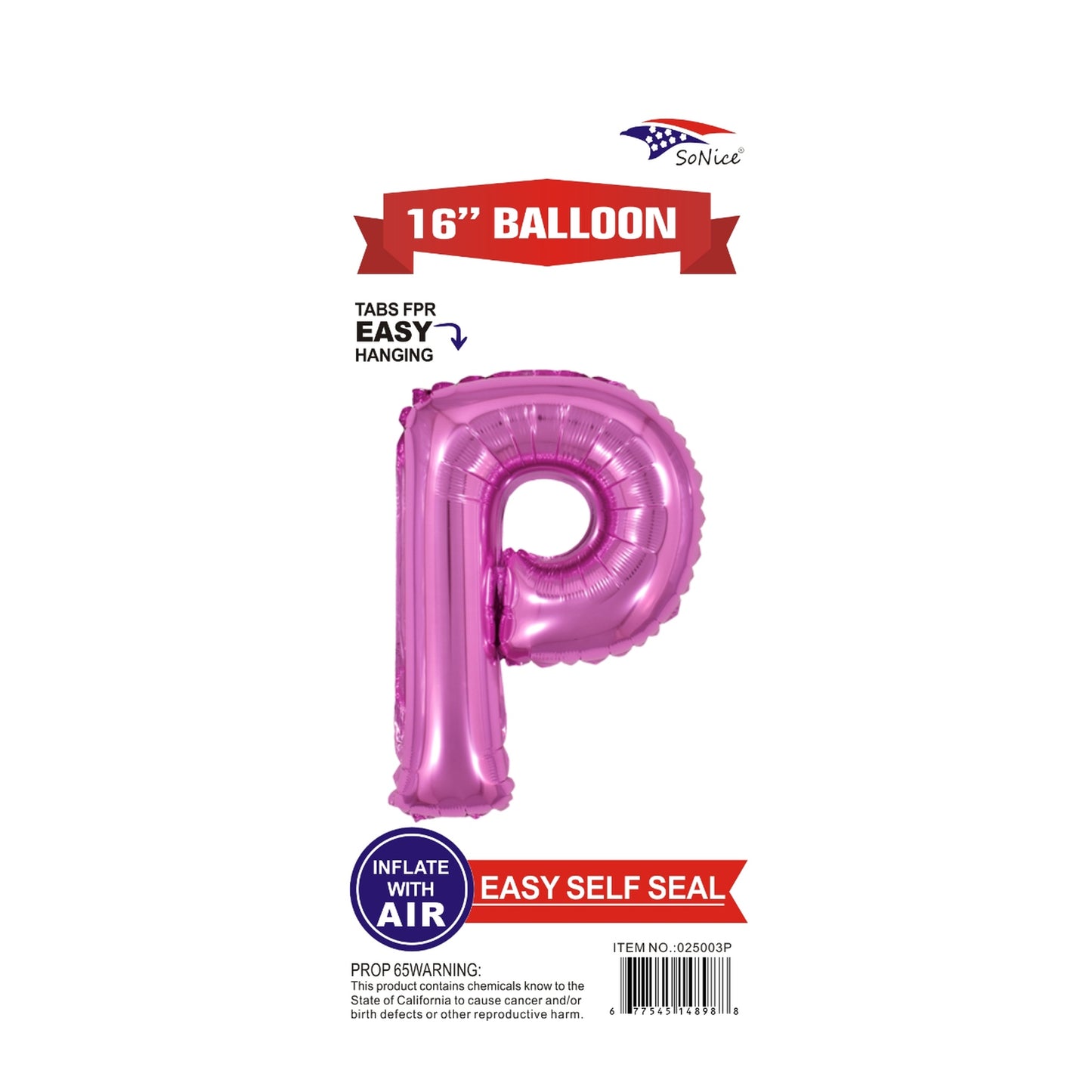 16" Foil Balloon Pink P .