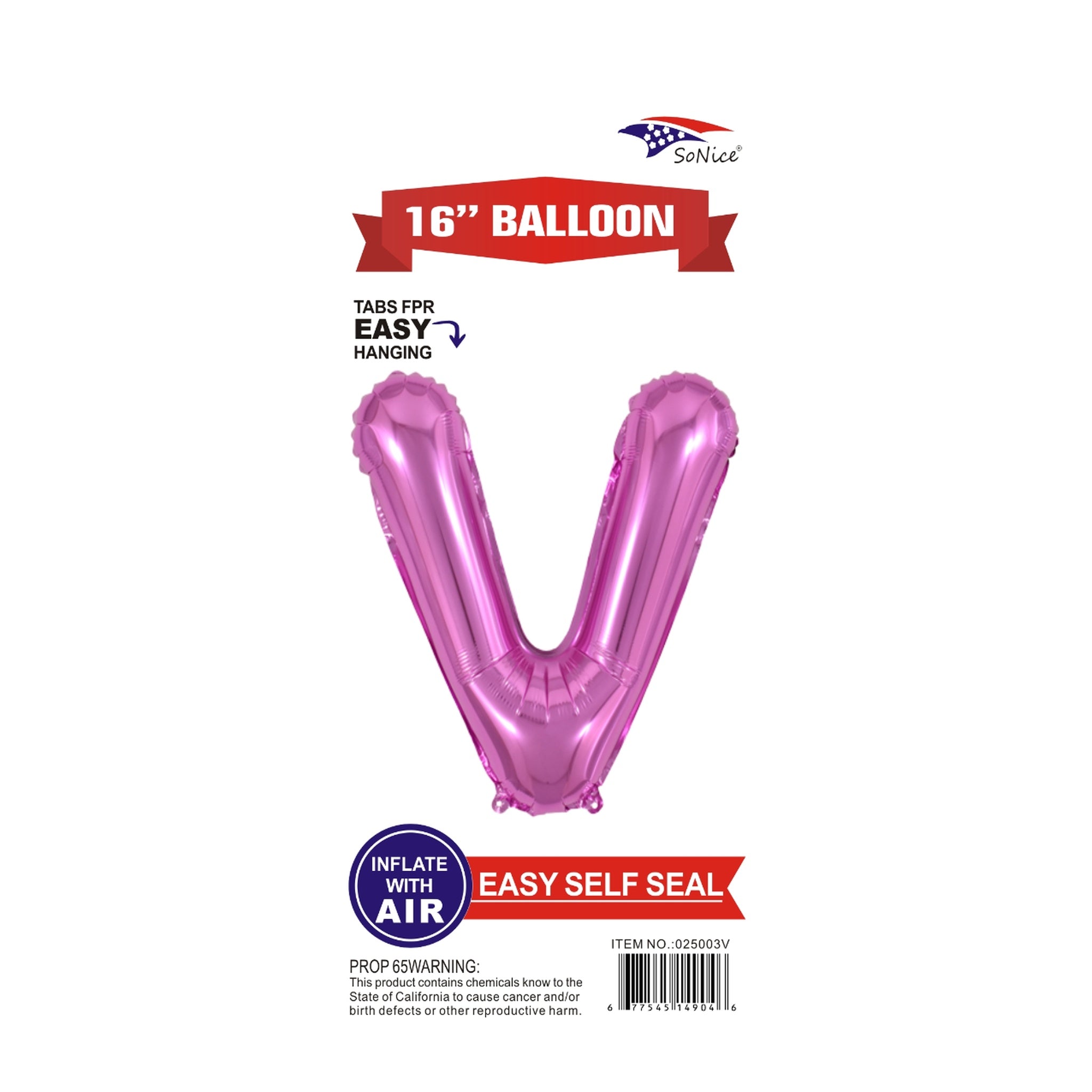 16" Foil Balloon Pink V .