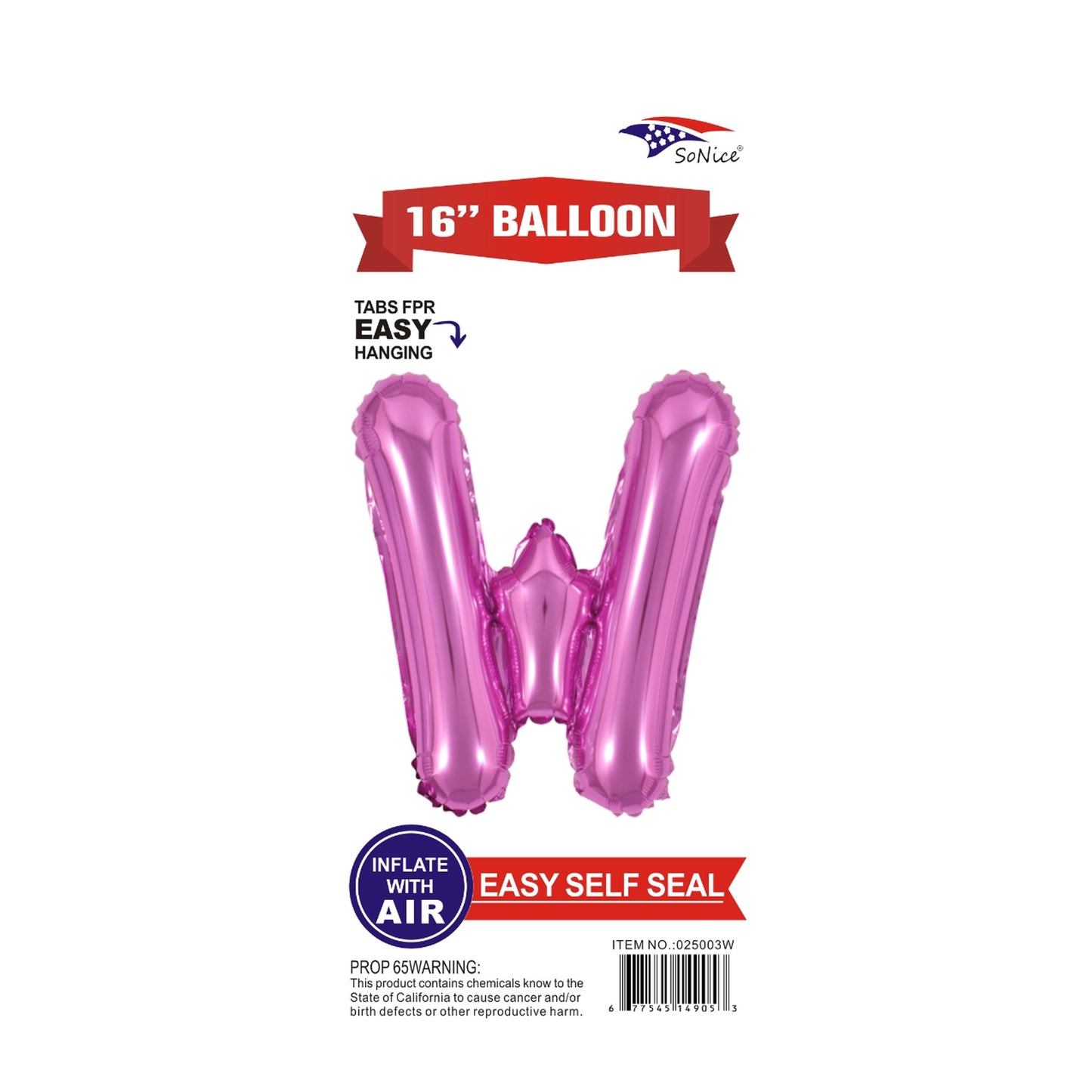 16" Foil Balloon Pink W .
