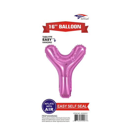 16" Foil Balloon Pink Y .