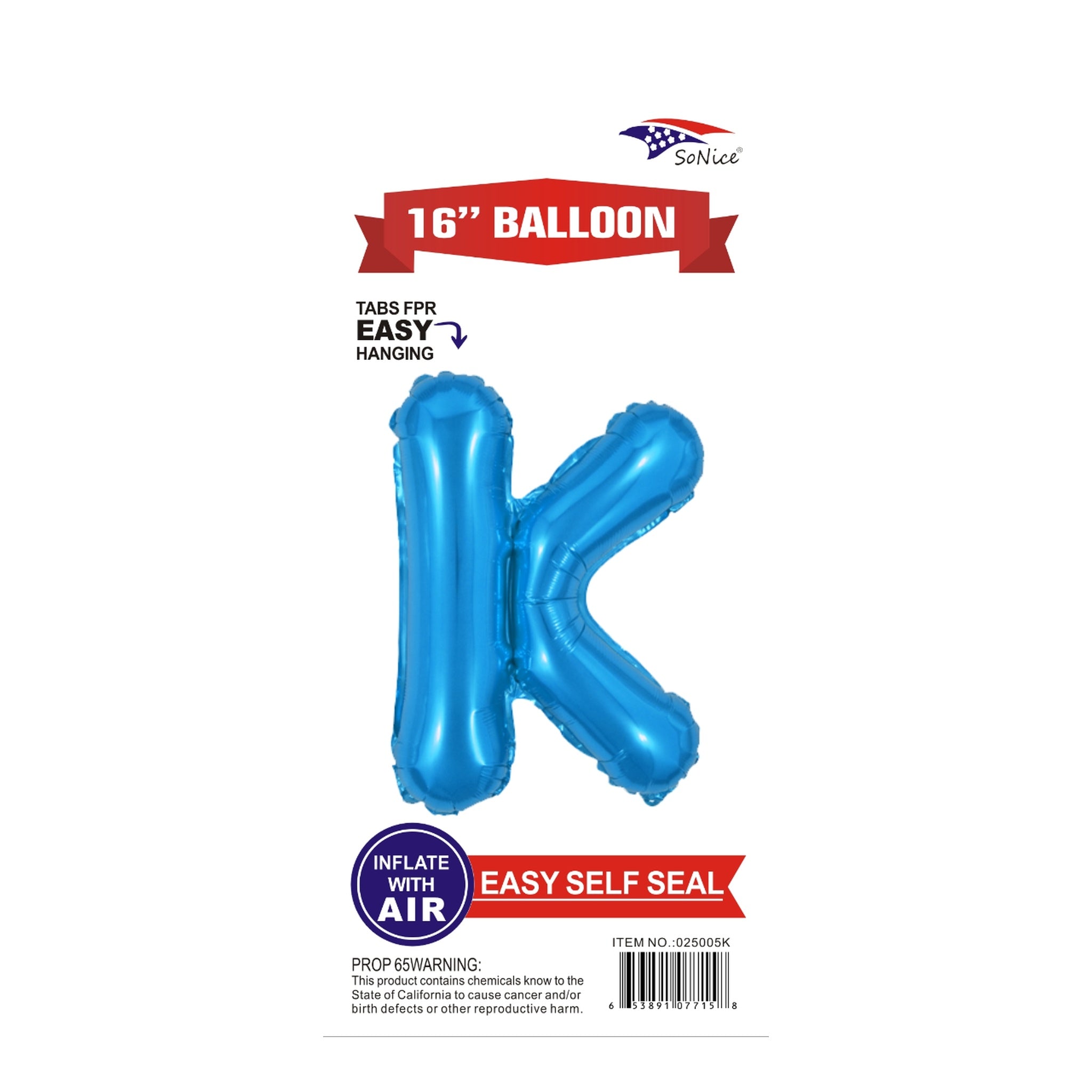 16" Foil Balloon Blue K .