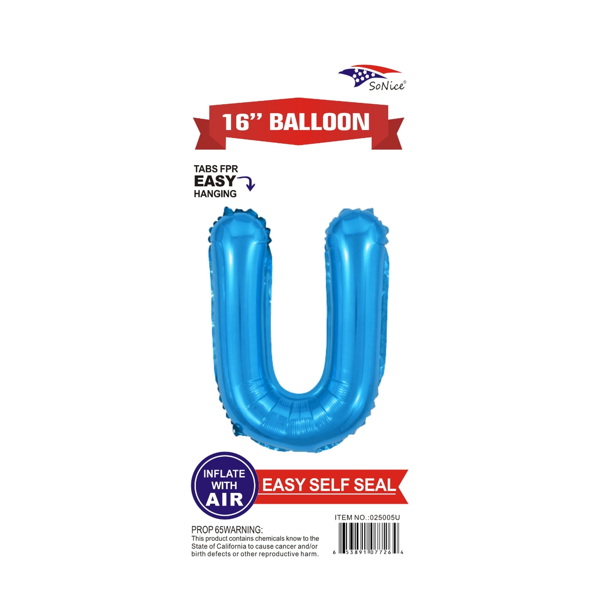 16" Foil Balloon Blue U .
